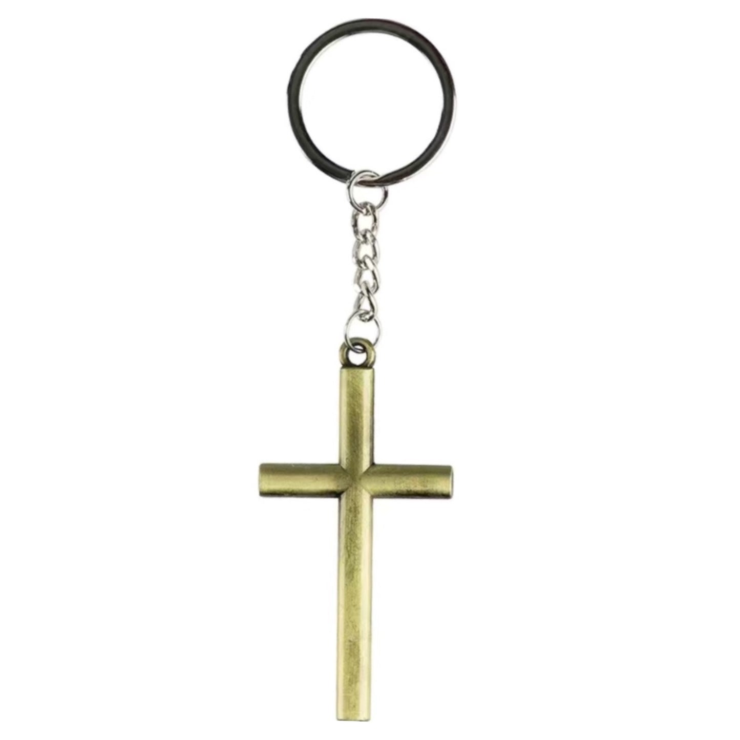 Gold Metal Cross Keychain