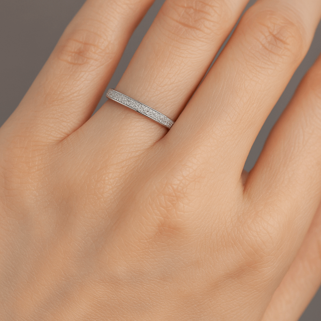 Skinny Sparkly Frosted Silver Ring