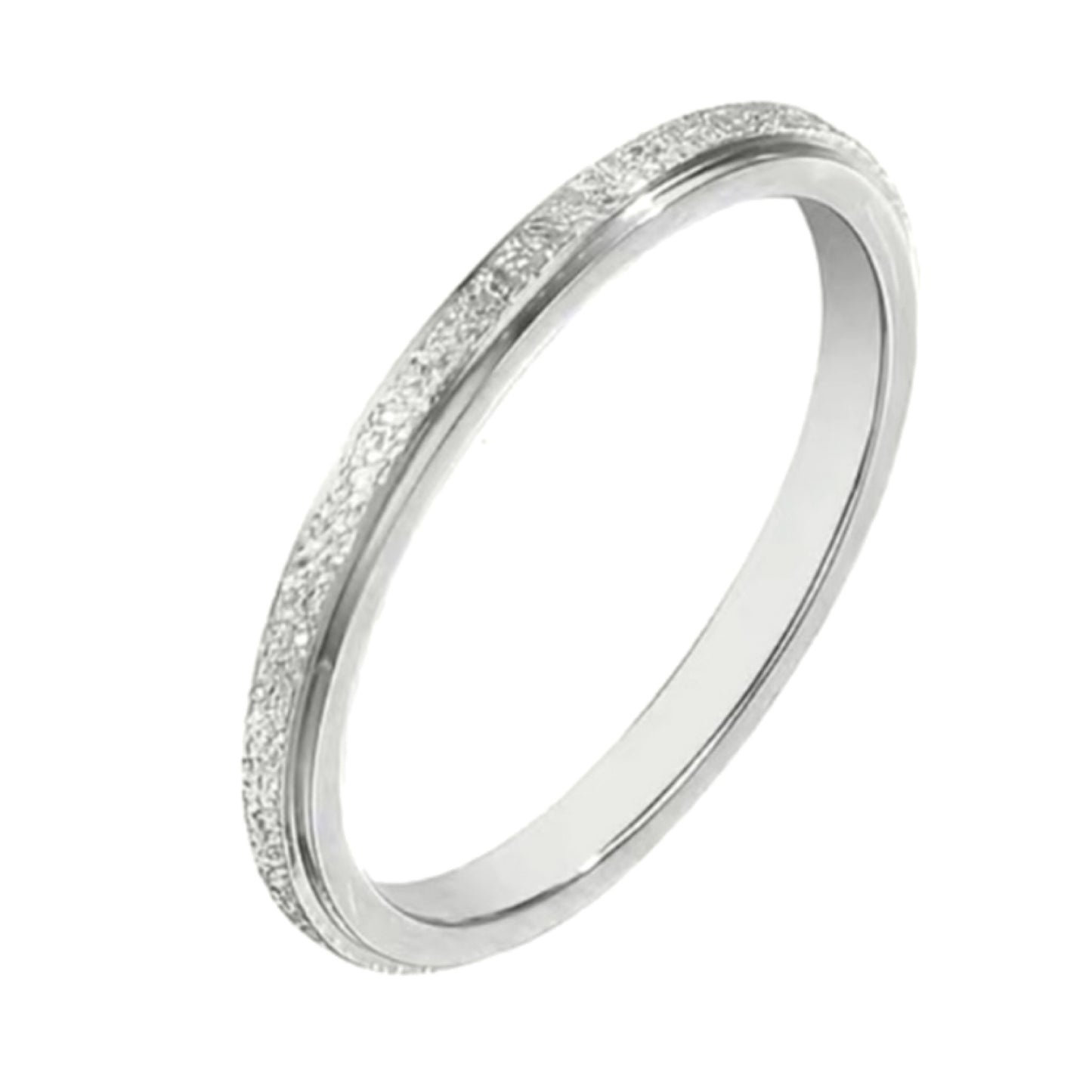 Skinny Sparkly Frosted Silver Ring
