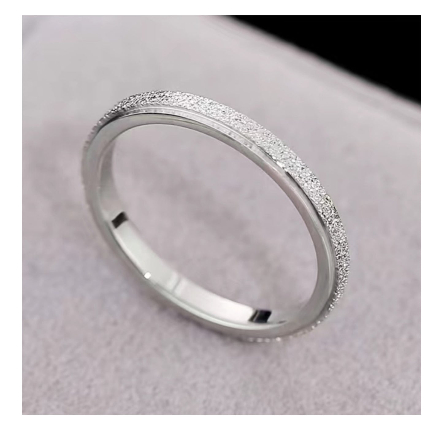 Skinny Sparkly Frosted Silver Ring