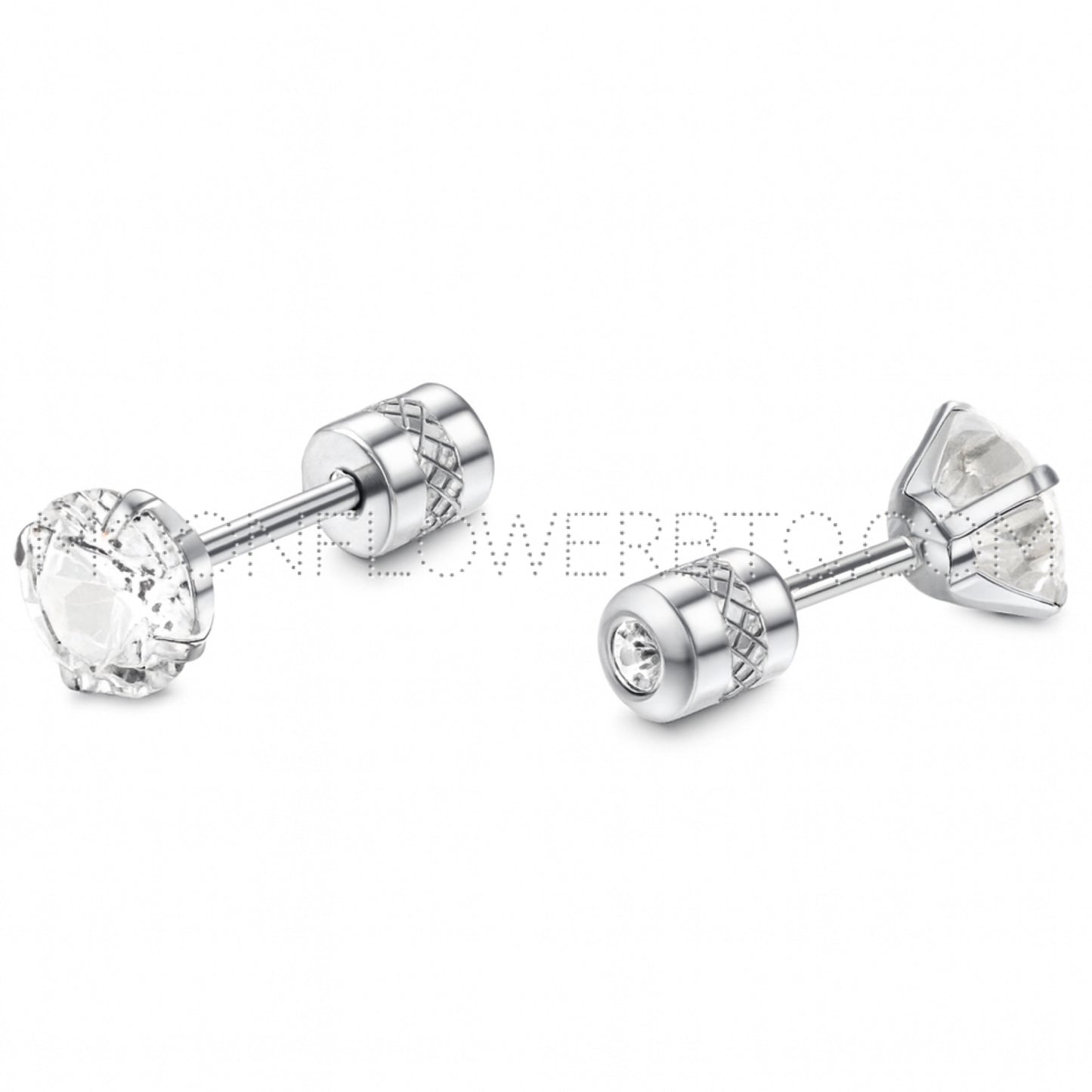 20G Stainless Steel Double Ended Earrings | 5mm Clear CZ Front with Small CZ Screw Back Studs