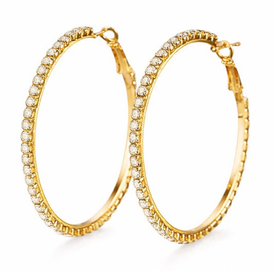 Large 60mm Gold CZ Hoop Earrings