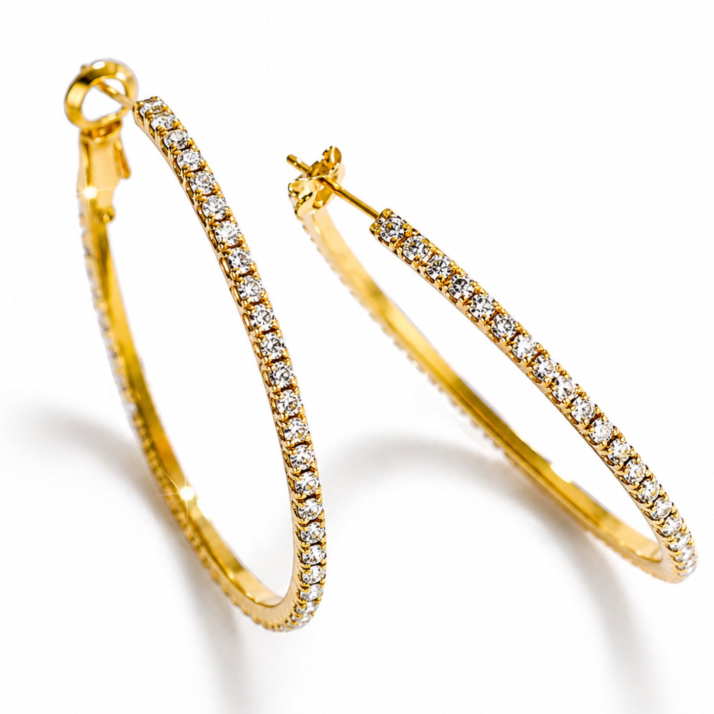 Large 60mm Gold CZ Hoop Earrings