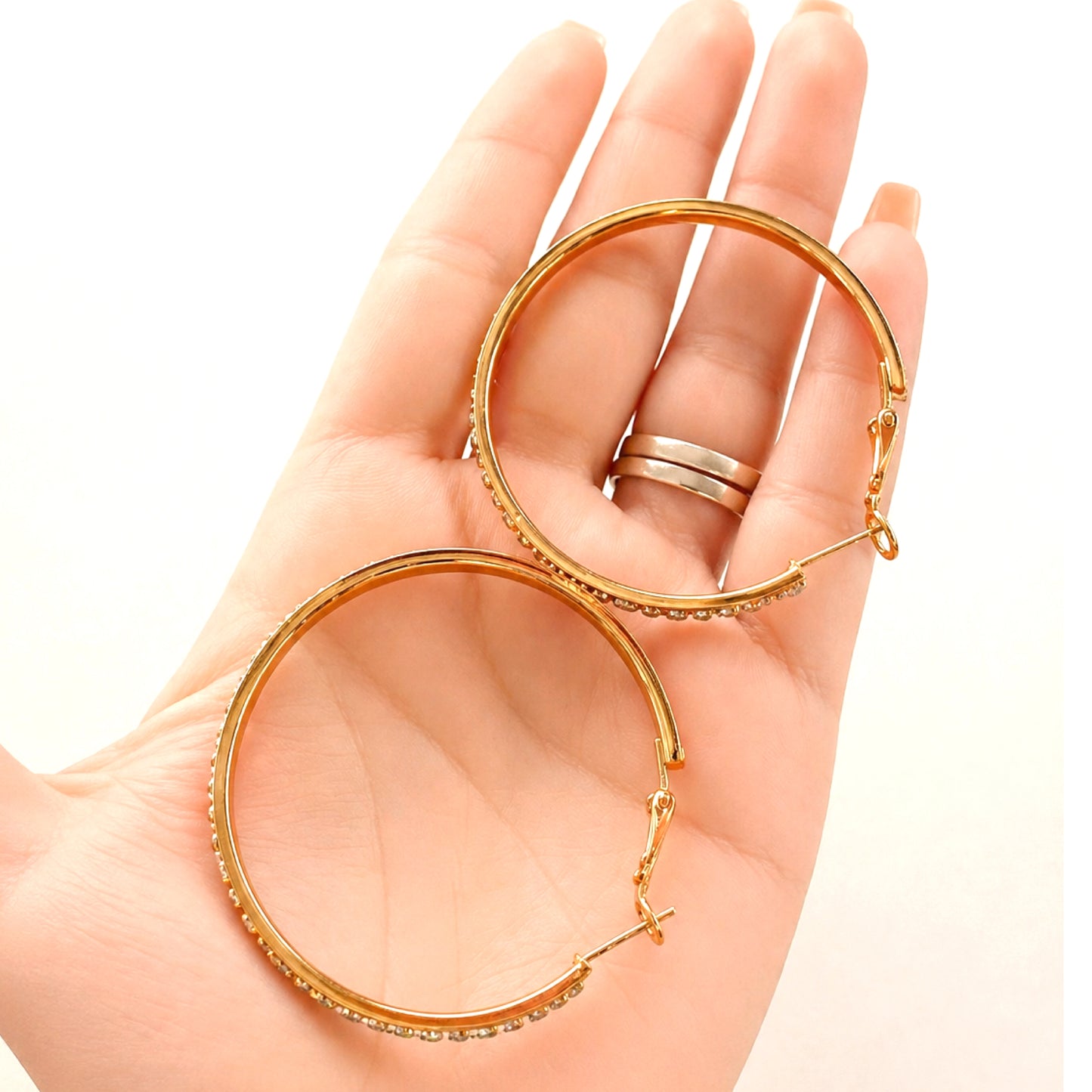 Large 60mm Gold CZ Hoop Earrings