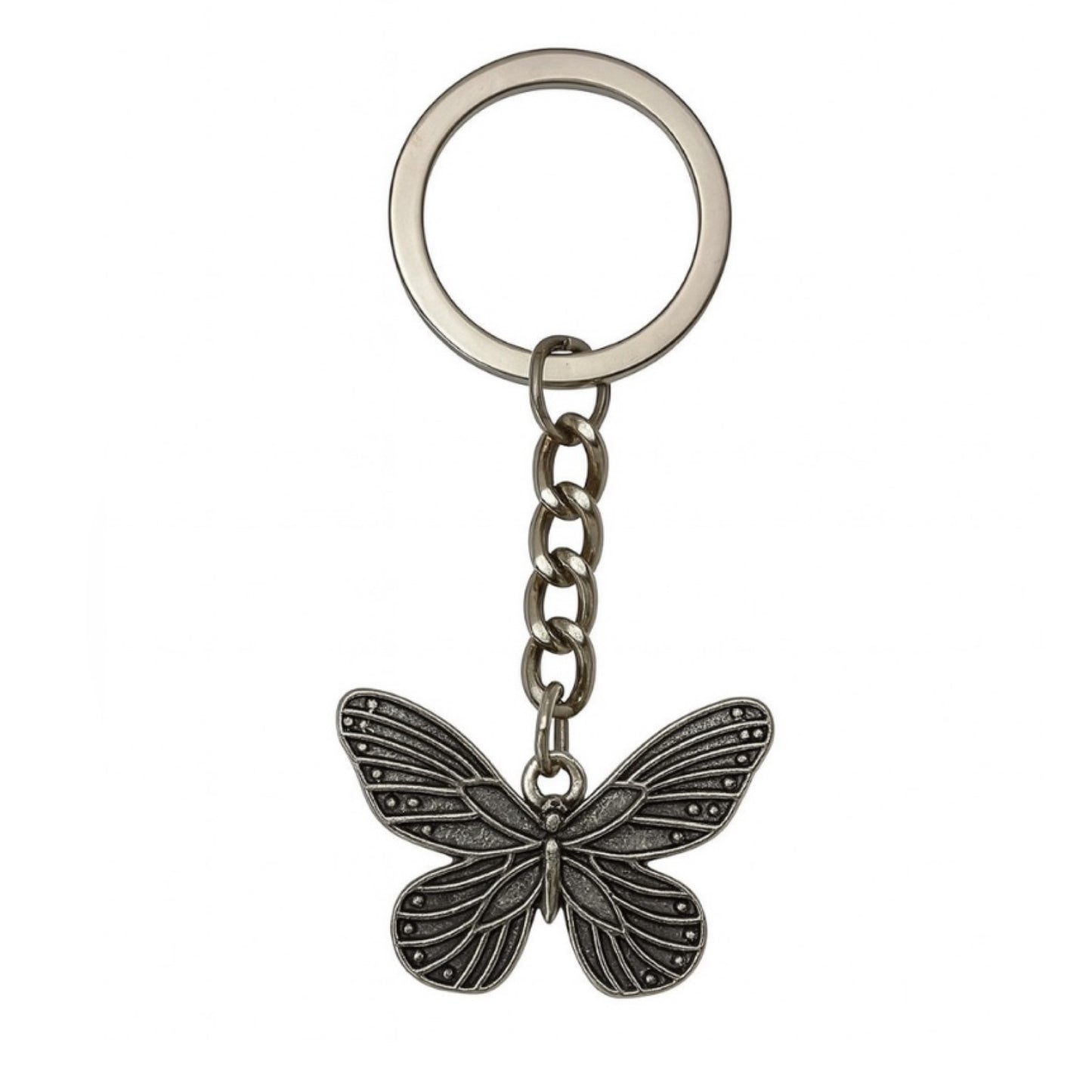 Vintage Silver Butterfly Keychain | Boho Gothic Insect Charm Bag Accessory