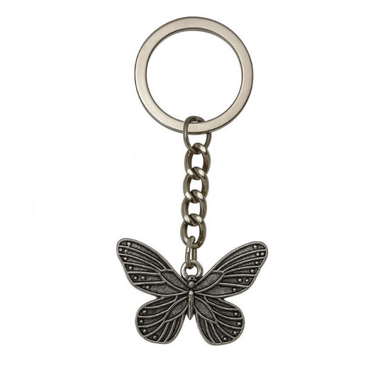 Vintage Silver Butterfly Keychain | Boho Gothic Insect Charm Bag Accessory