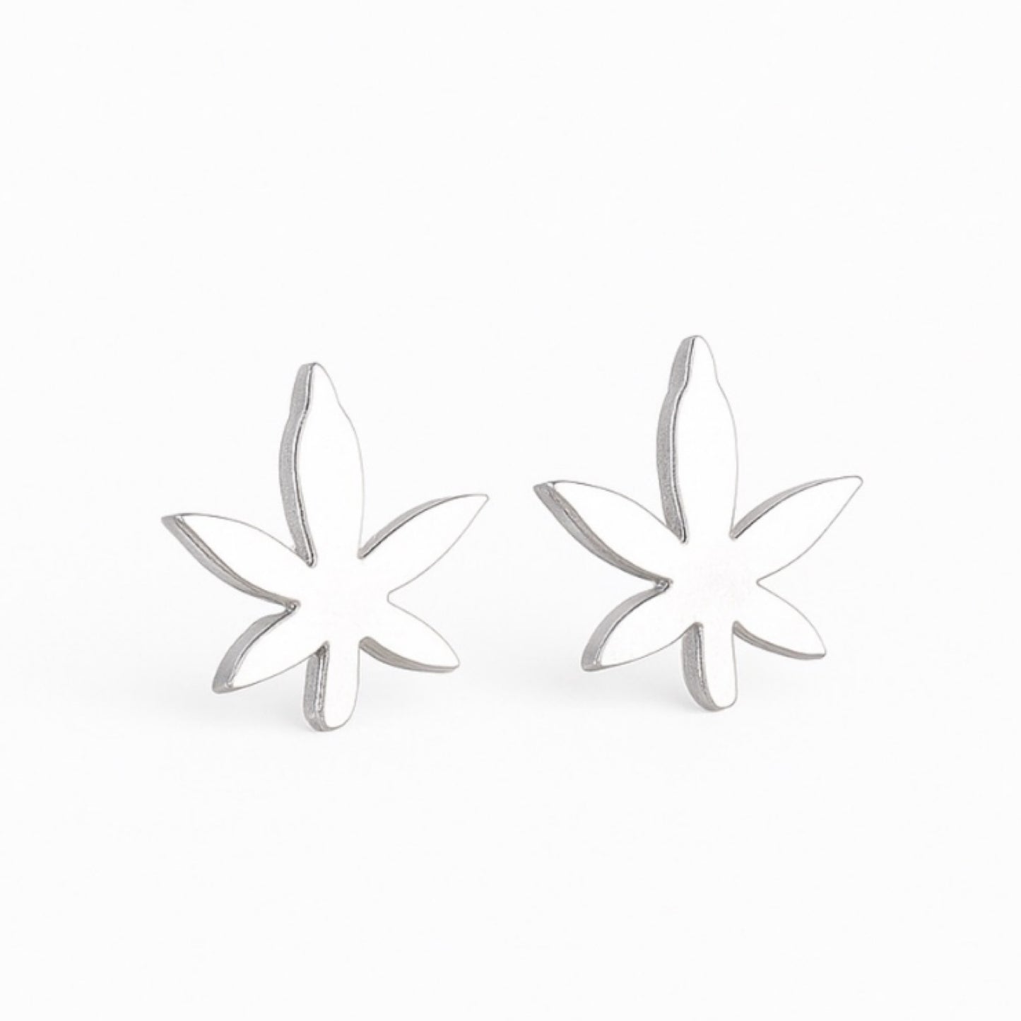 Tiny Weed Leaf Stud Earrings | Stainless Steel Pot Leaf Cannabis Jewelry