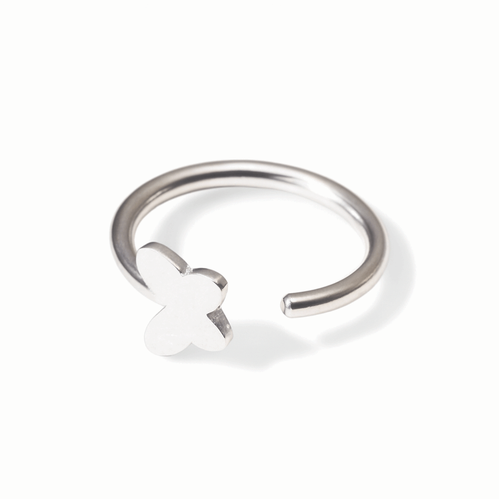 Butterfly Nose Ring Hoop 20G 8mm | Stainless Steel Nose Hoop Piercing Jewelry