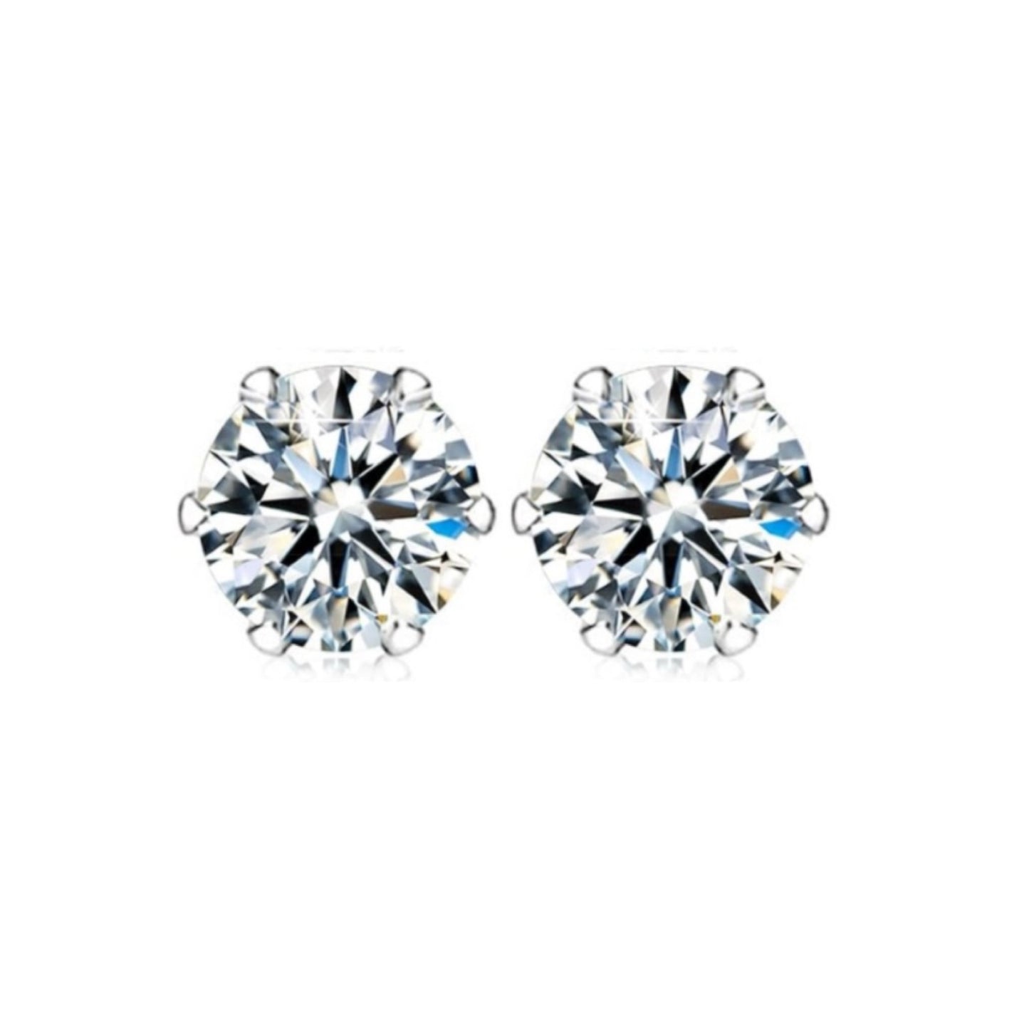 Silver Clear Round 8mm CZ Stud Earrings | Hypoallergenic Stainless Steel | Classic Unisex Jewelry