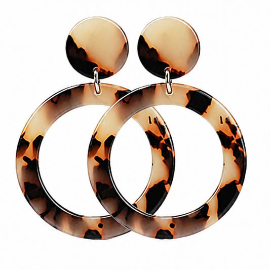 Tortoiseshell Acrylic Drop Earrings – 2” Hoop