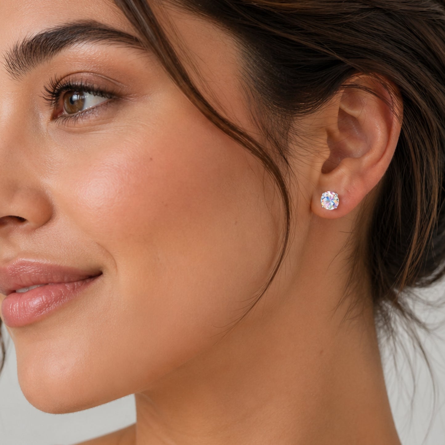 Stainless Steel Iridescent CZ Barbell Earrings – 16G 6mm