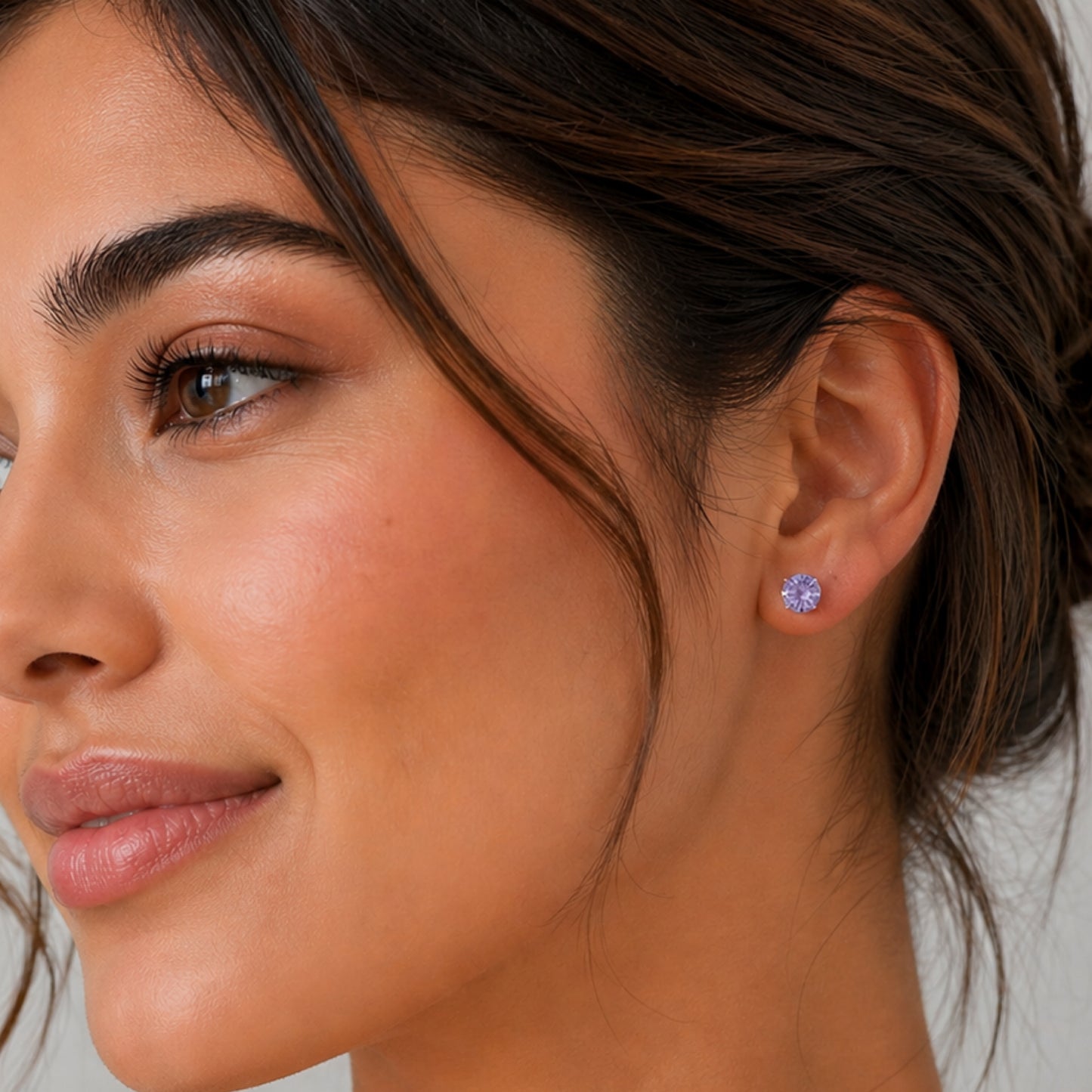 16G Light Purple CZ Barbell Earrings – 6mm Stainless Steel Studs