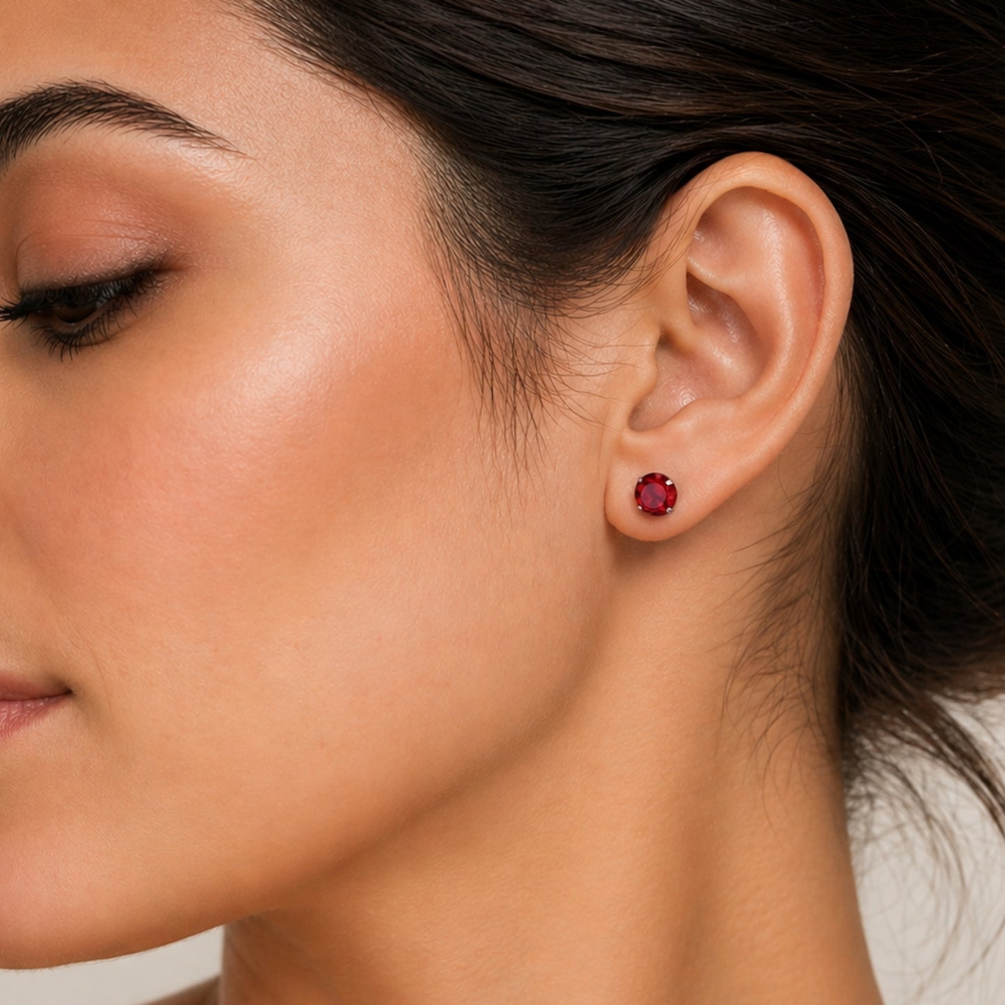 16G Red CZ Barbell Earrings 6mm