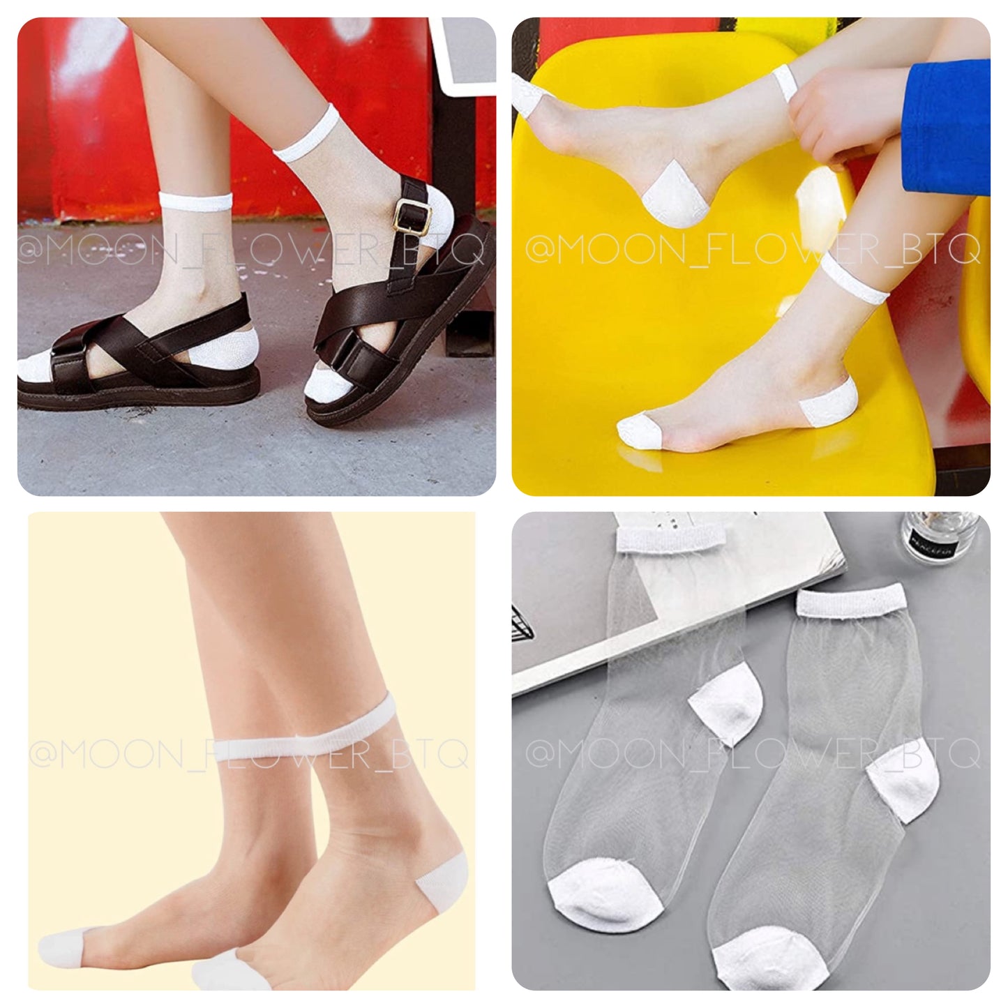 White Sheer Mesh Transparent Nylon Ankle Socks | Kawaii Dressy Retro