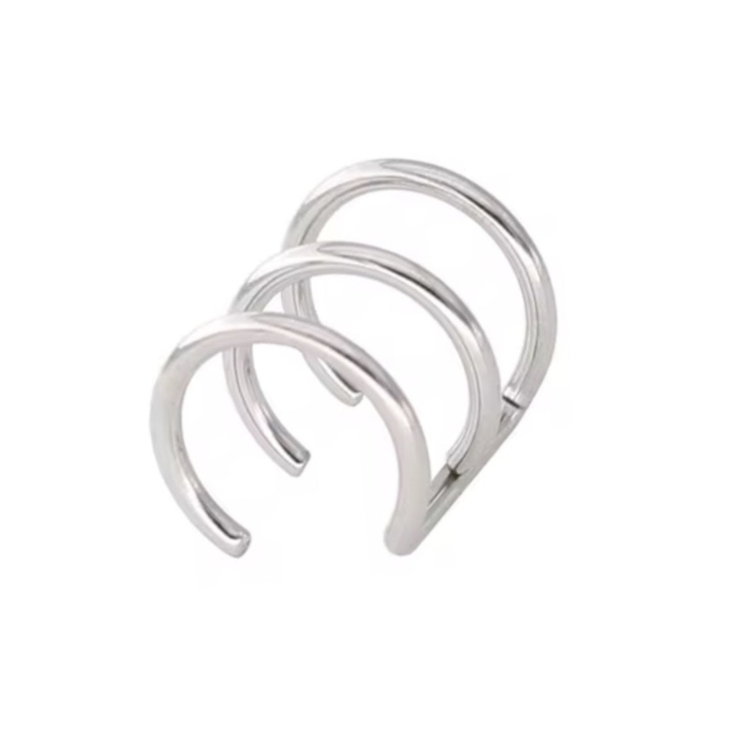 Stainless Steel Triple Hoop Clip On Earrings – Faux Cartilage Cuff, Nose & Lip Ring Non Pierced Jewelry