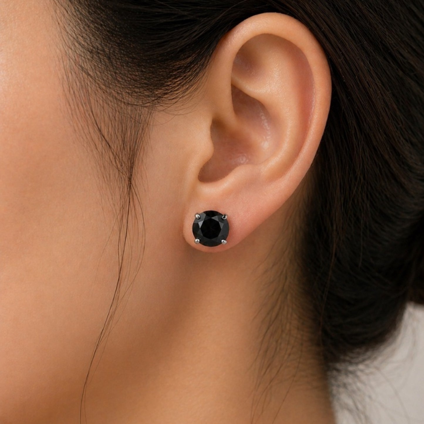 Black CZ Stud Earrings 16G 6mm