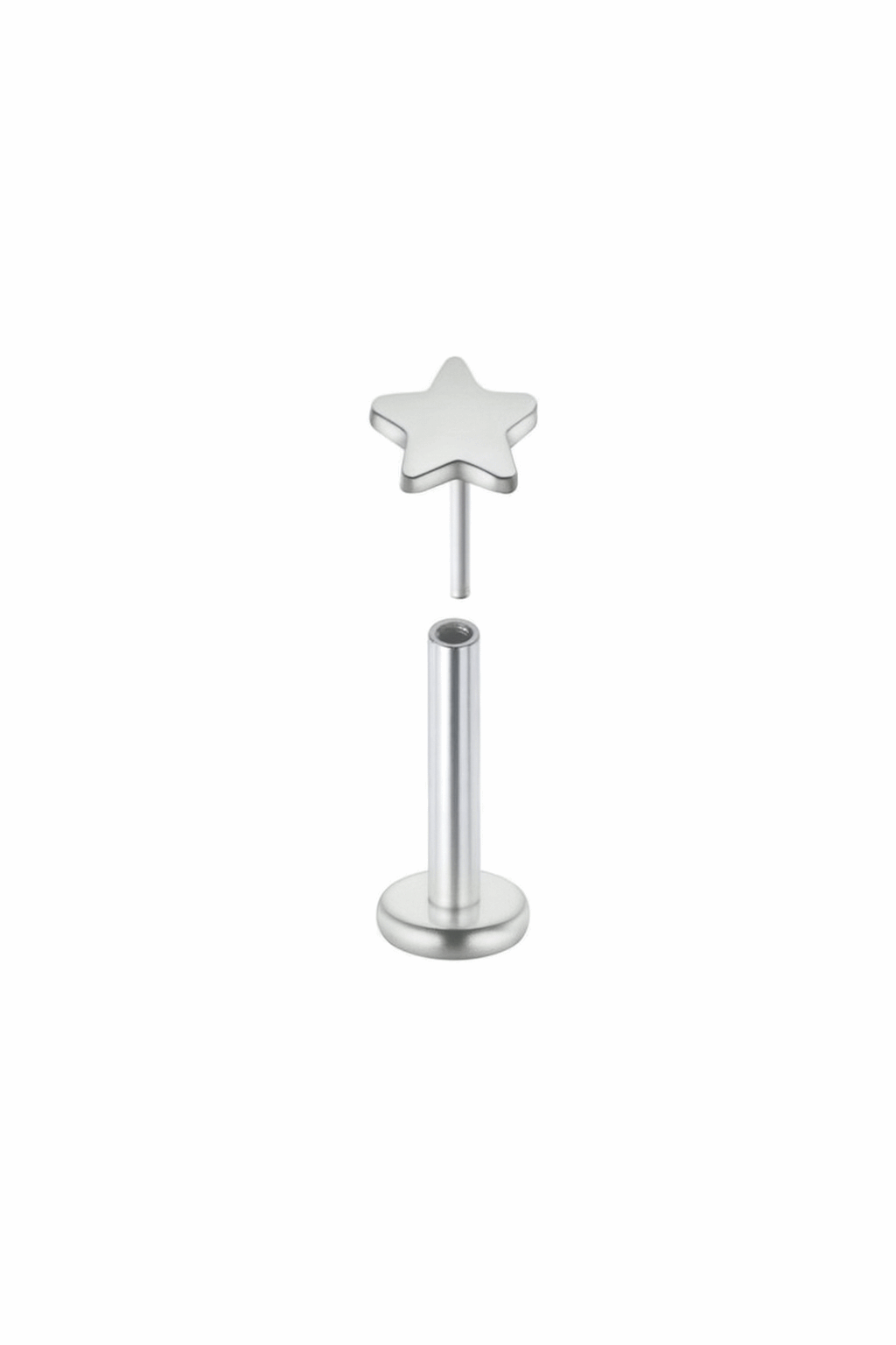 20G Stainless Steel Threadless Star Labret Stud | Hypoallergenic Flat Back Piercing