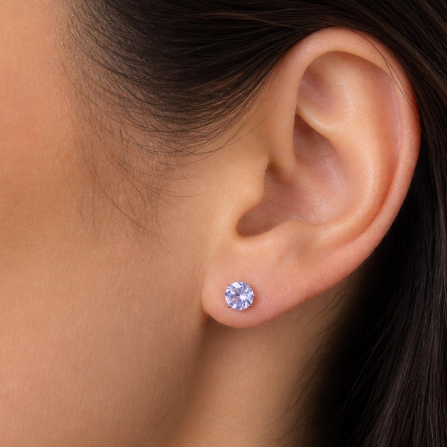 Light Purple CZ Stud Earrings – 4mm Flat Screw Back