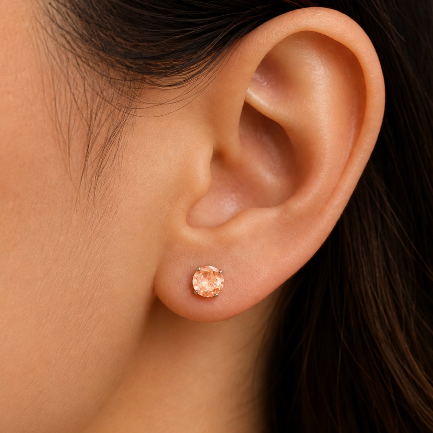 Light Orange CZ Stud Earrings – Flat Screw Back Studs