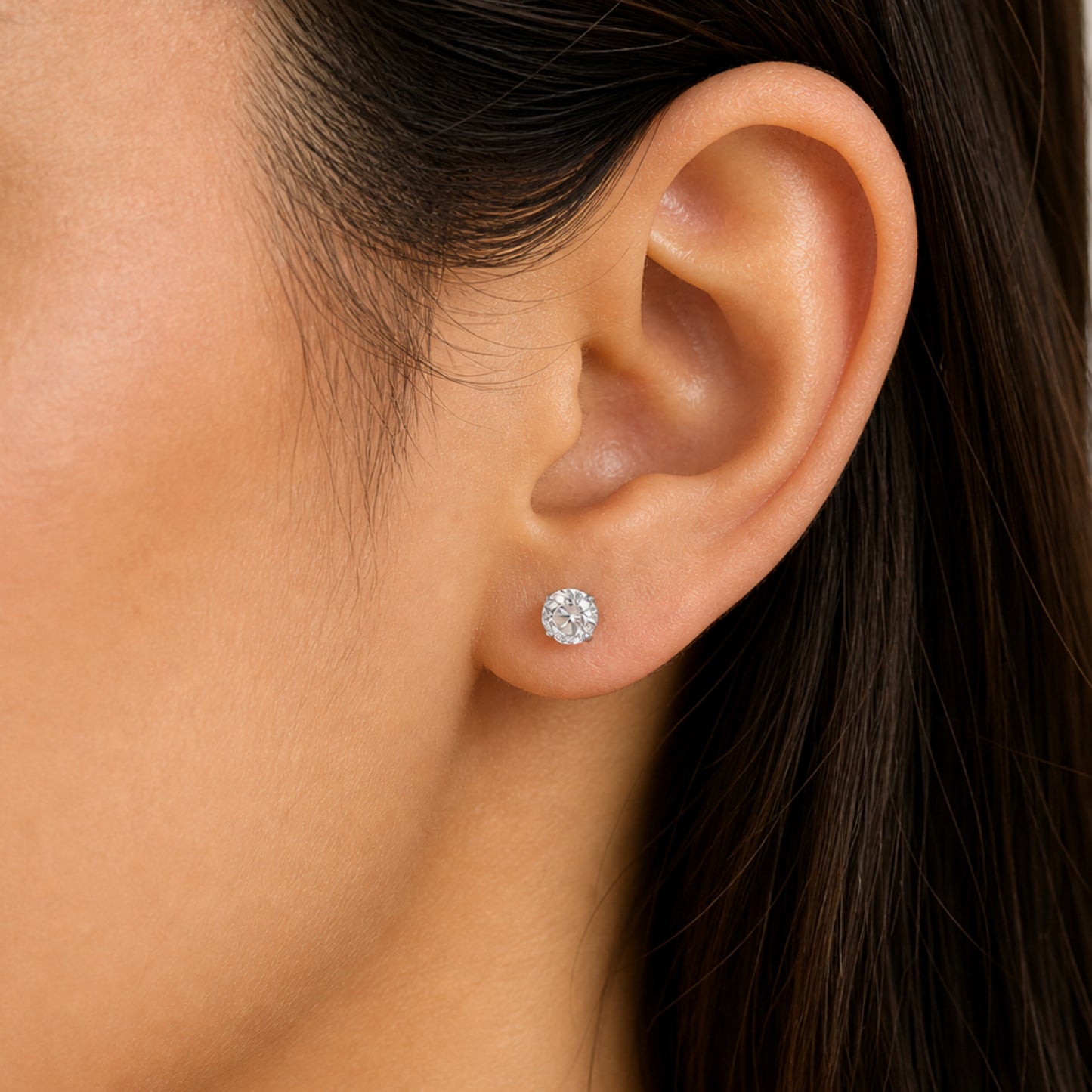 4mm Clear CZ Flat Back Stud Earrings