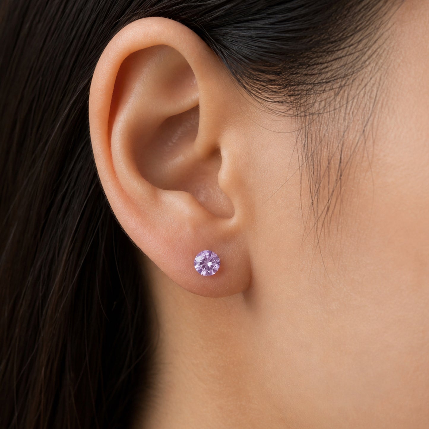 Light Purple CZ Double Ended  Screw Back Stud Earrings
