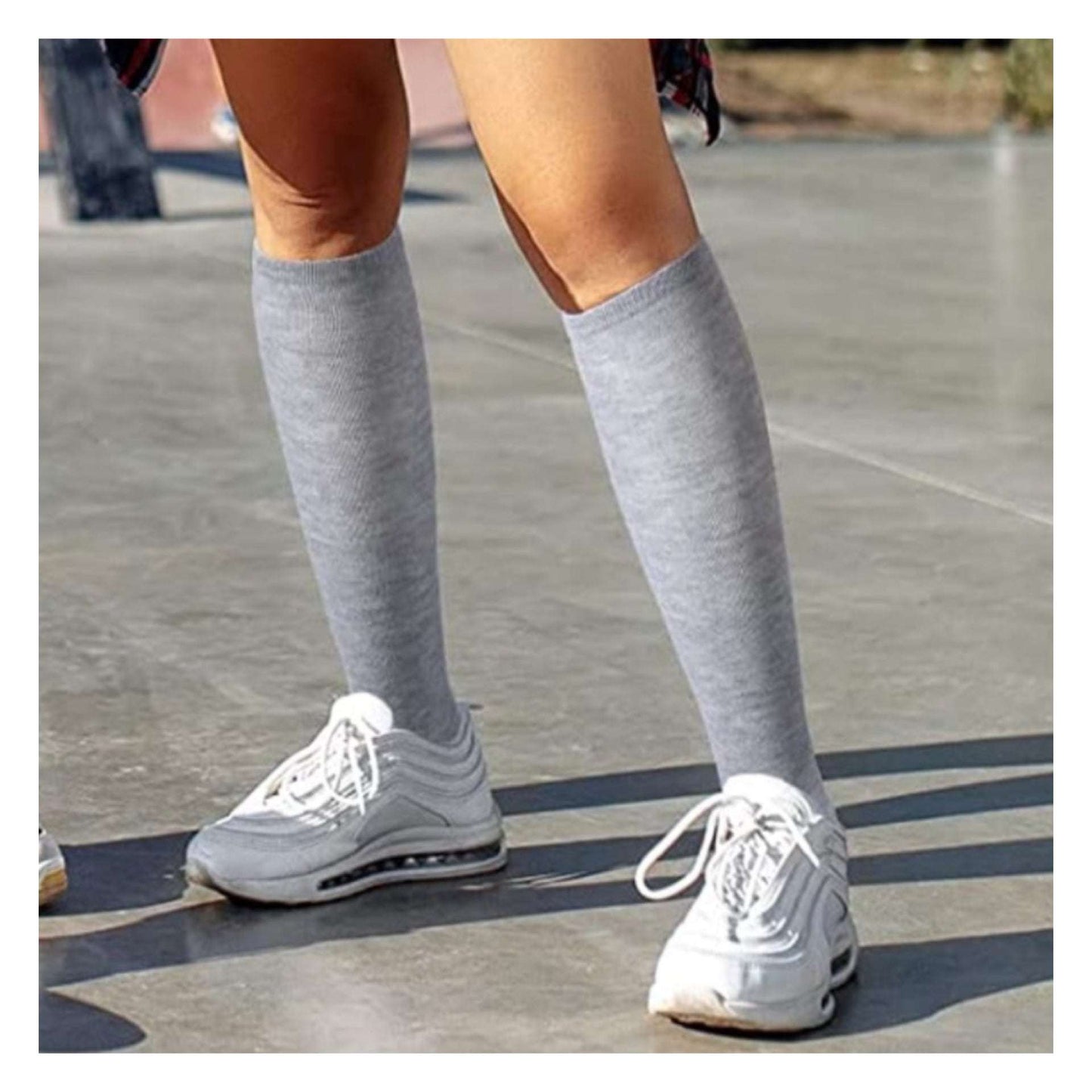 Gray Knee High Socks | Over the Calf Long Athletic Casual Tube Socks