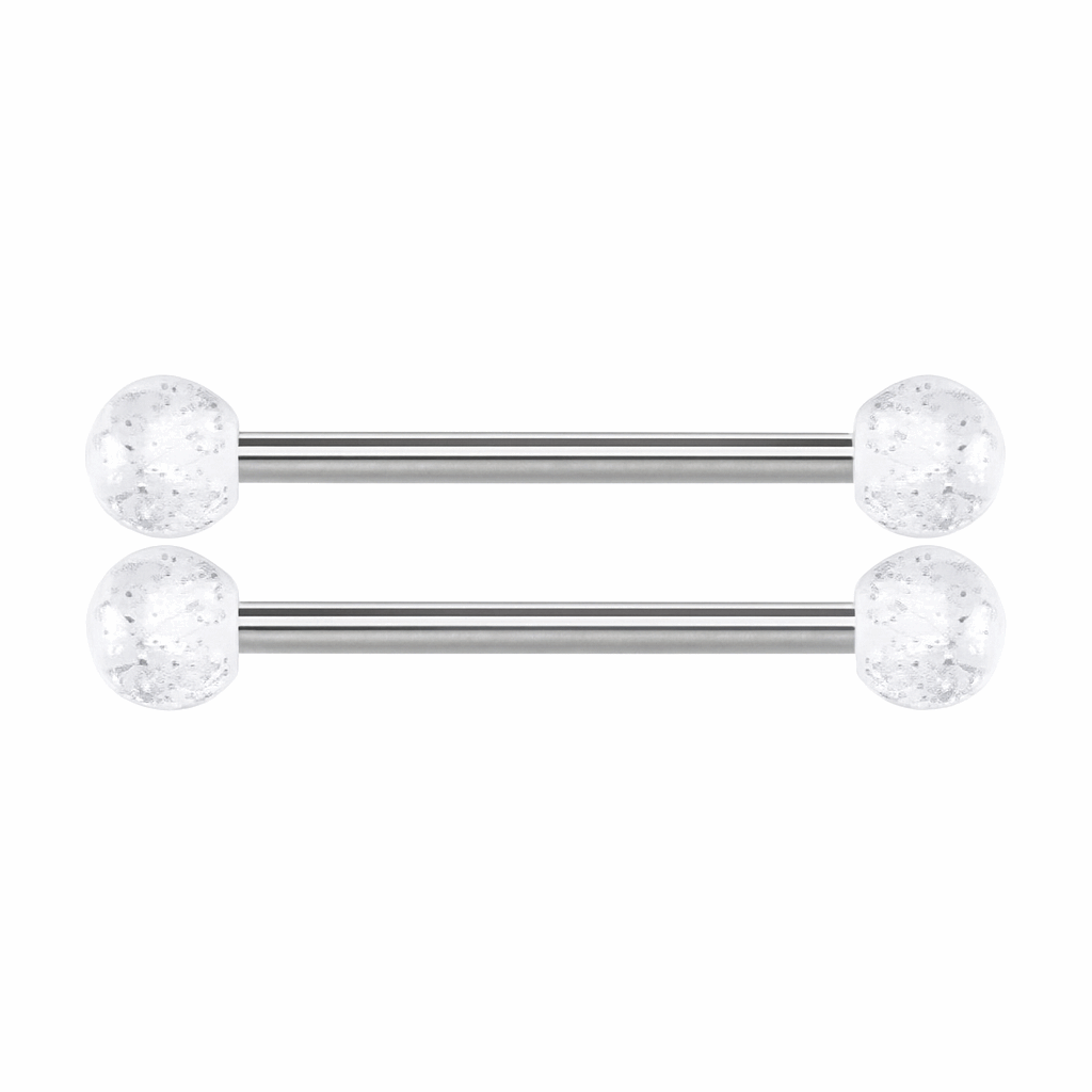 14G 14mm Nipple Rings Acrylic Glitter Ball Barbell Piercing Jewelry