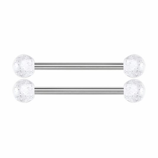 14G 14mm Nipple Rings Acrylic Glitter Ball Barbell Piercing Jewelry