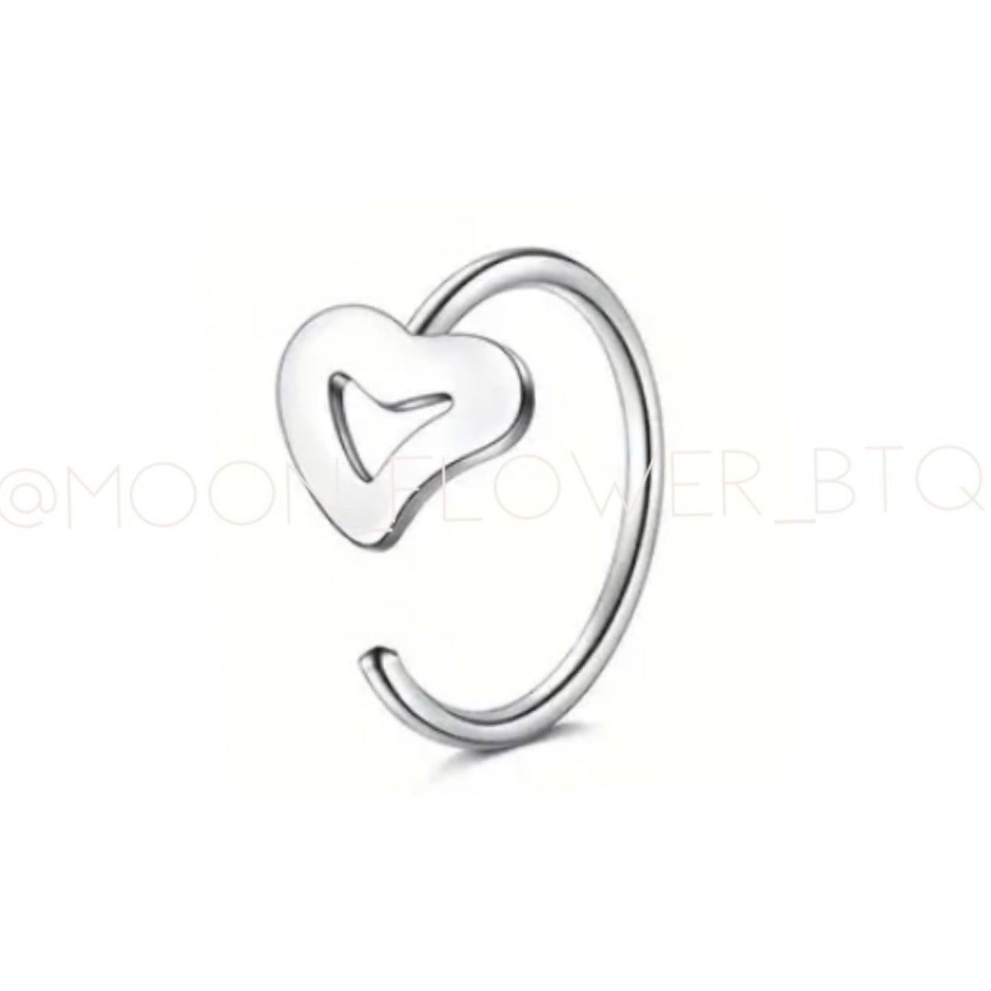 Heart Nose Hoop Ring 20G Stainless Steel – Silver Tone Cartilage & Nostril Jewelry