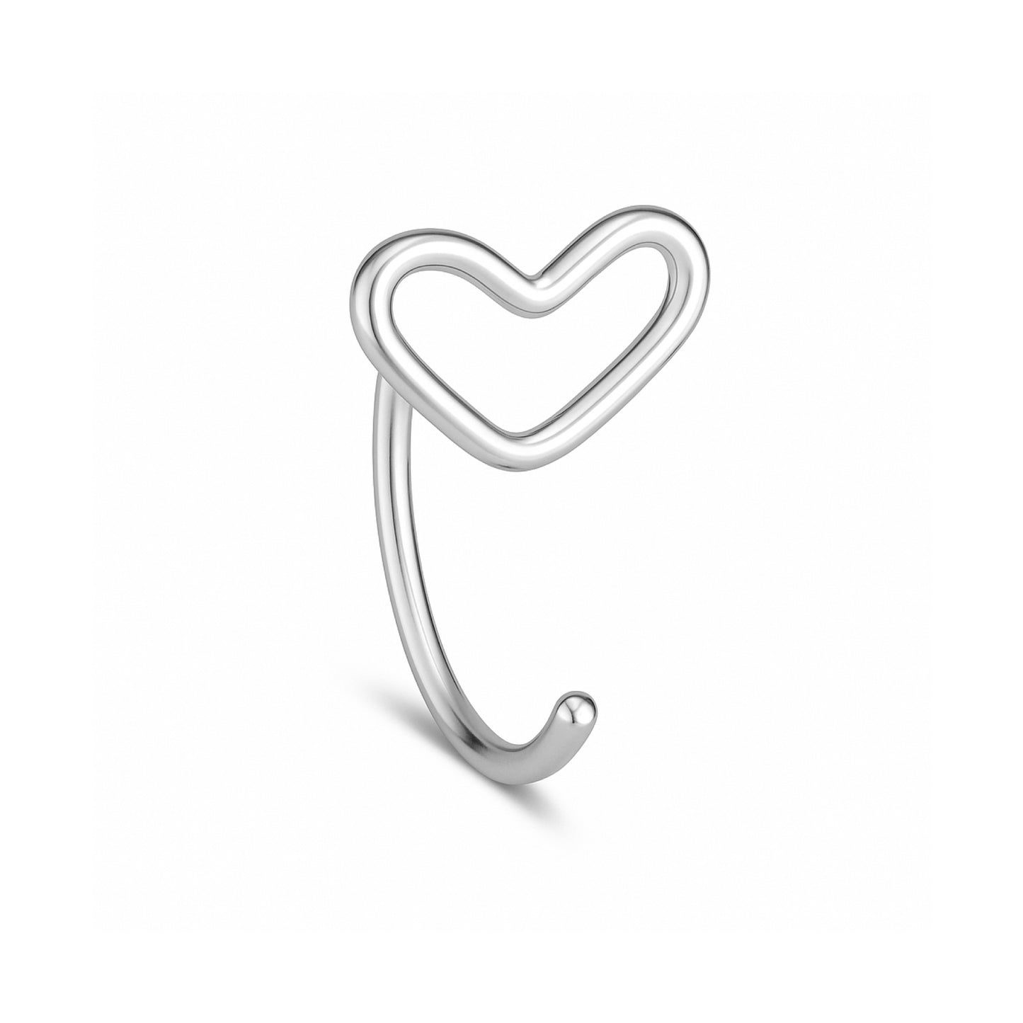 Heart Shaped Nose Ring | 20G 8mm Surgical Steel Hoop | Piercing Jewelry