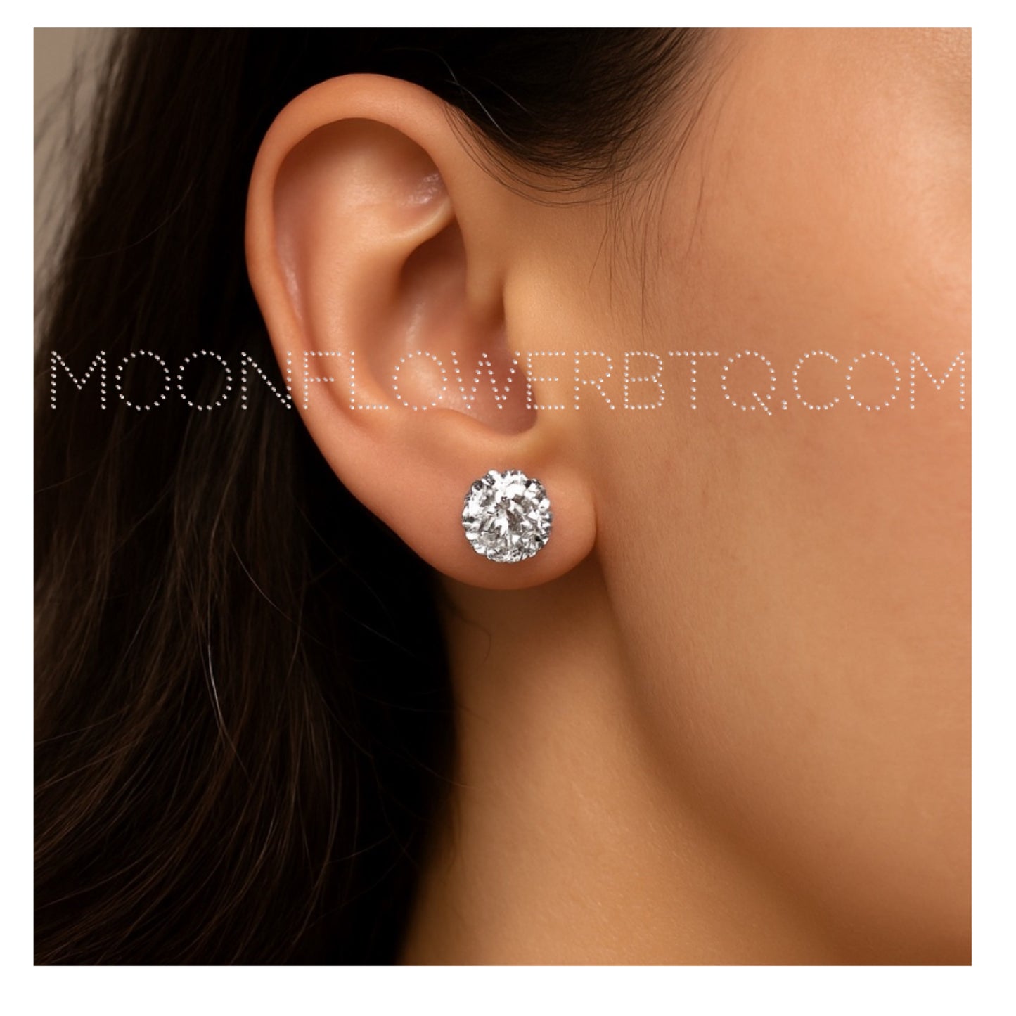 14K White Gold Plated Stud Earrings | 7mm Clear CZ