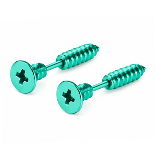 Turquoise Screw Stud Earrings - 16G