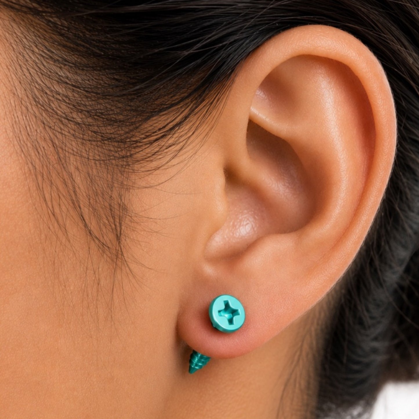 Turquoise Screw Stud Earrings - 16G