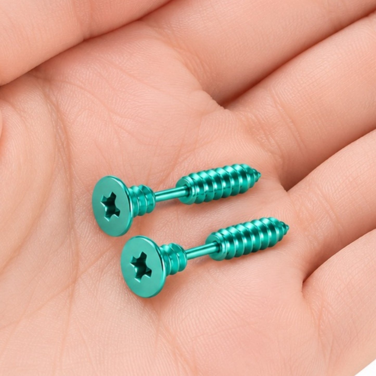 Turquoise Screw Stud Earrings - 16G
