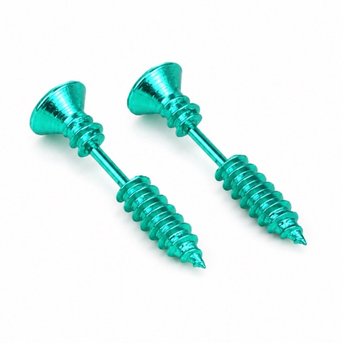 Turquoise Screw Stud Earrings - 16G
