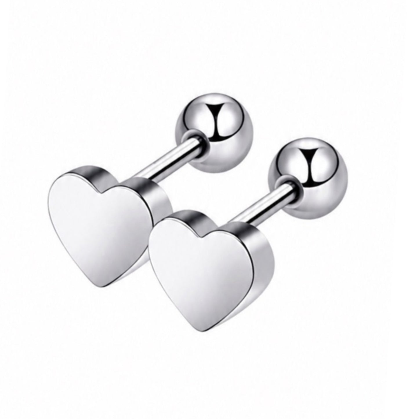 Stainless Steel Heart Barbell Earrings – 18G 7mm Heart