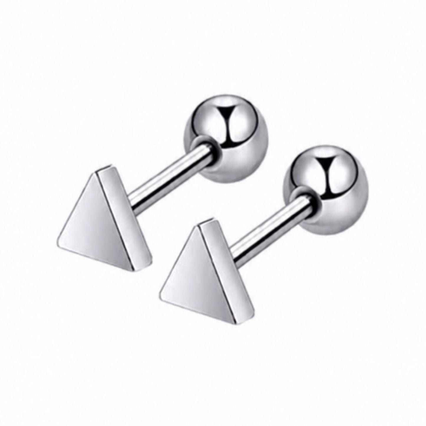 Stainless Steel Triangle Barbell Earrings - 18G