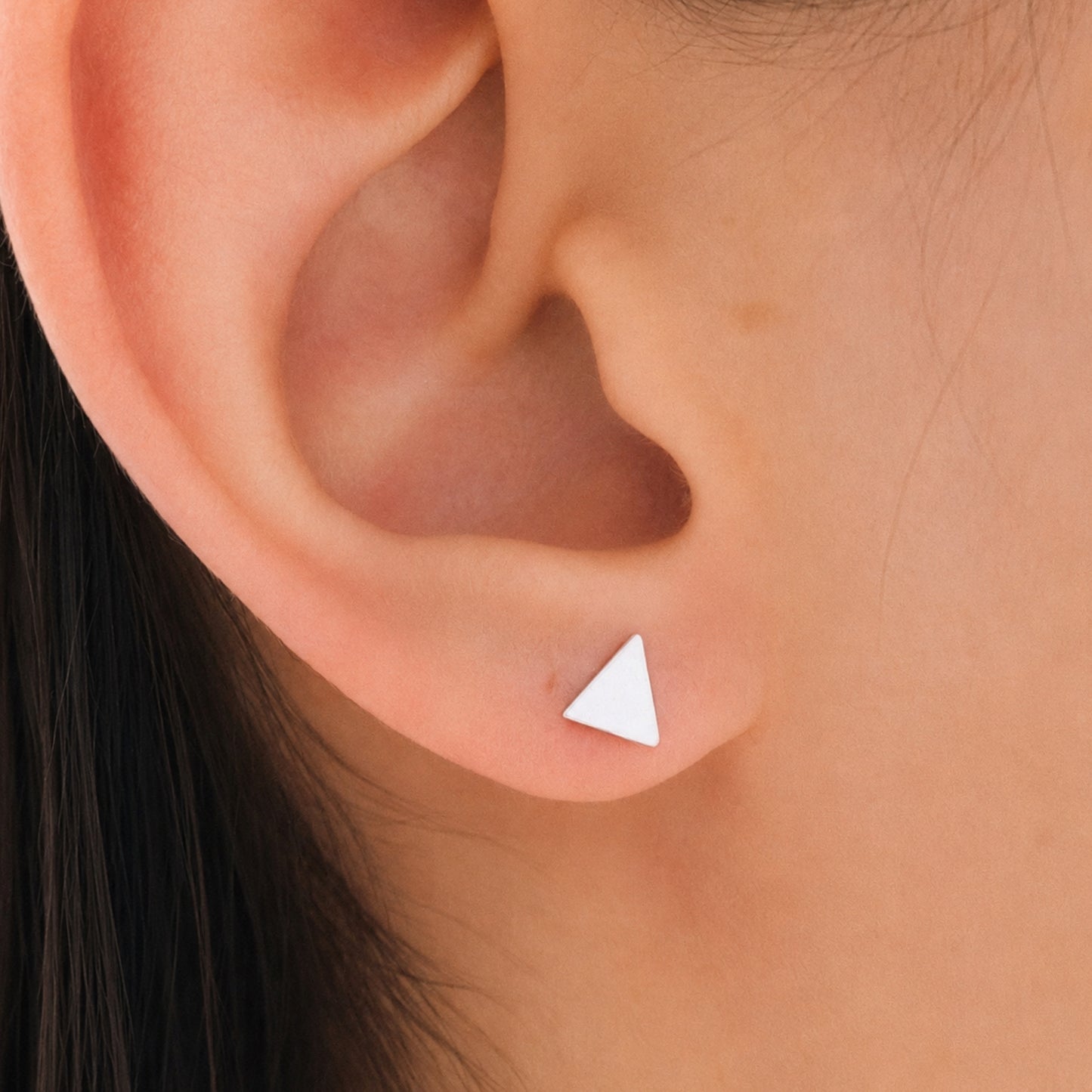 Stainless Steel Triangle Barbell Earrings - 18G
