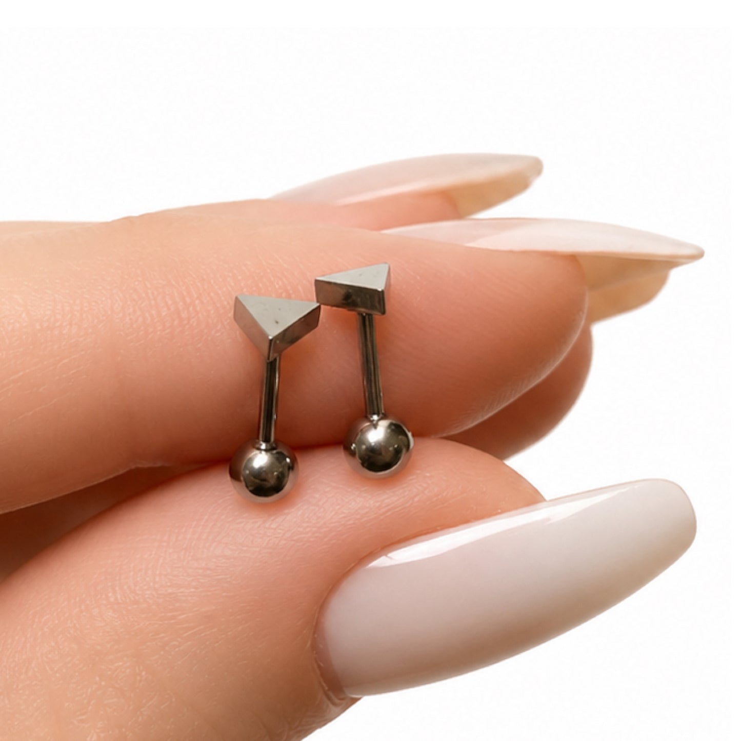 Stainless Steel Triangle Barbell Earrings - 18G