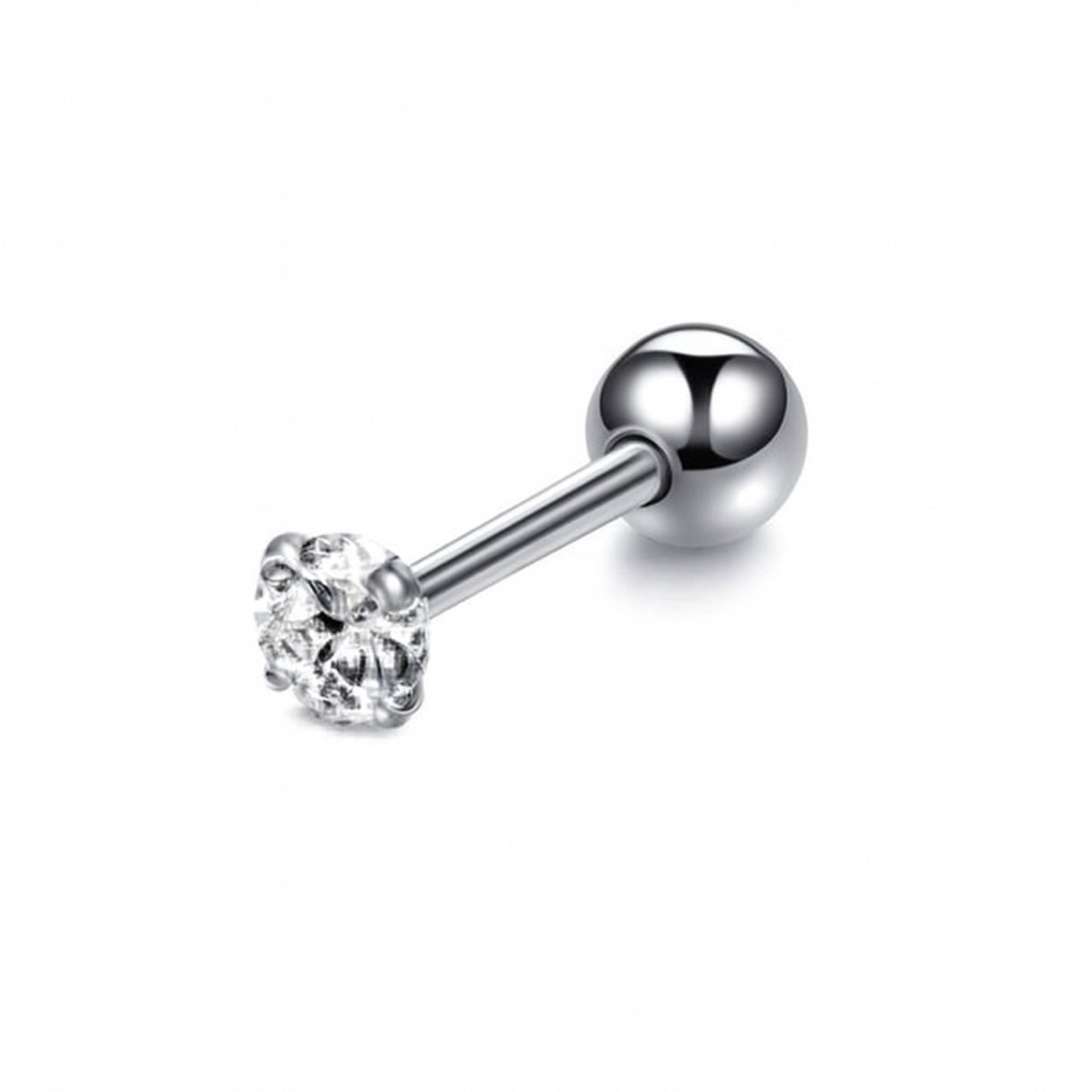 Silver CZ Barbell Earring