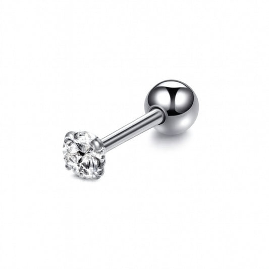 Silver CZ Barbell Earring