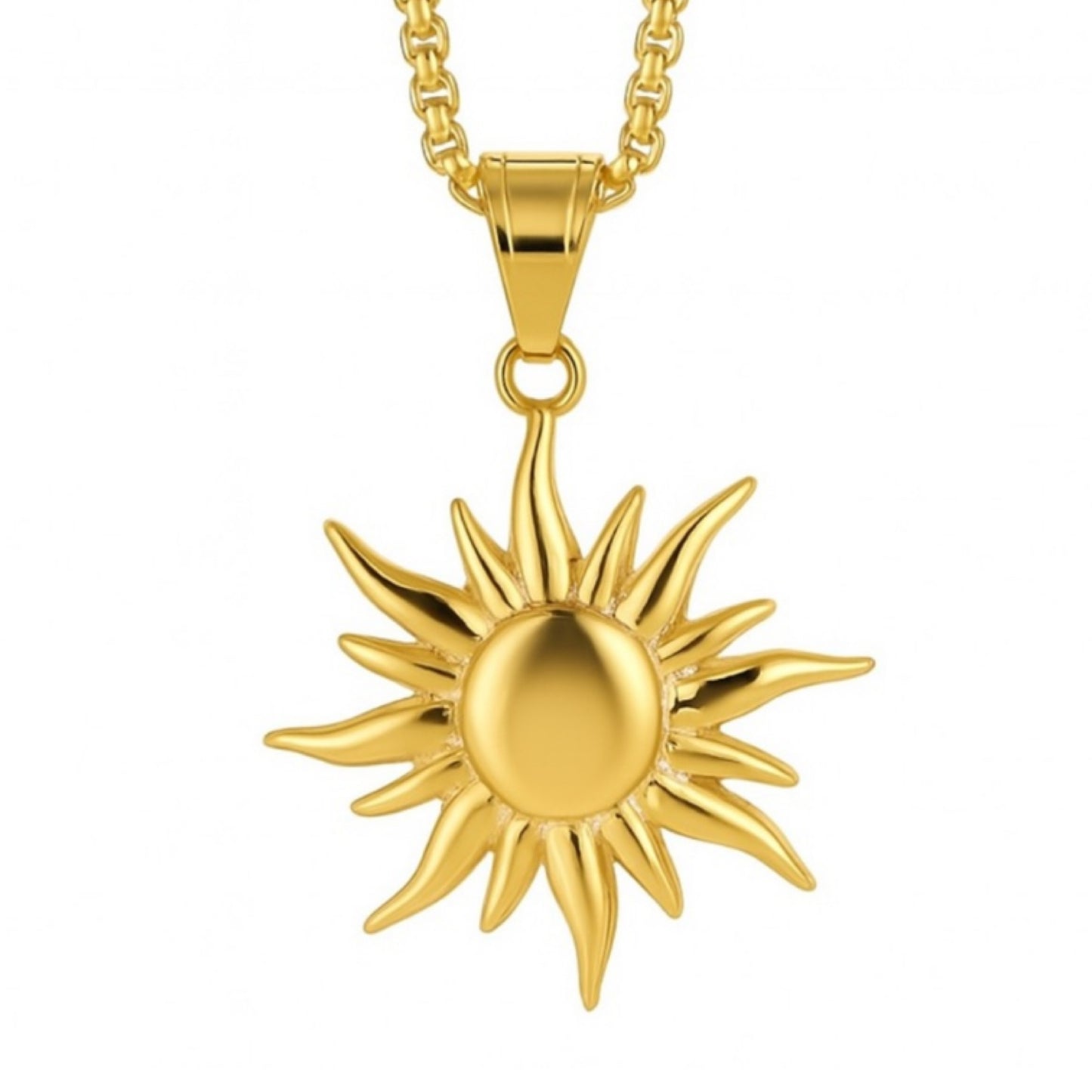 18k Gold Plated Sun Pendant Necklace | Radiant Celestial Jewelry