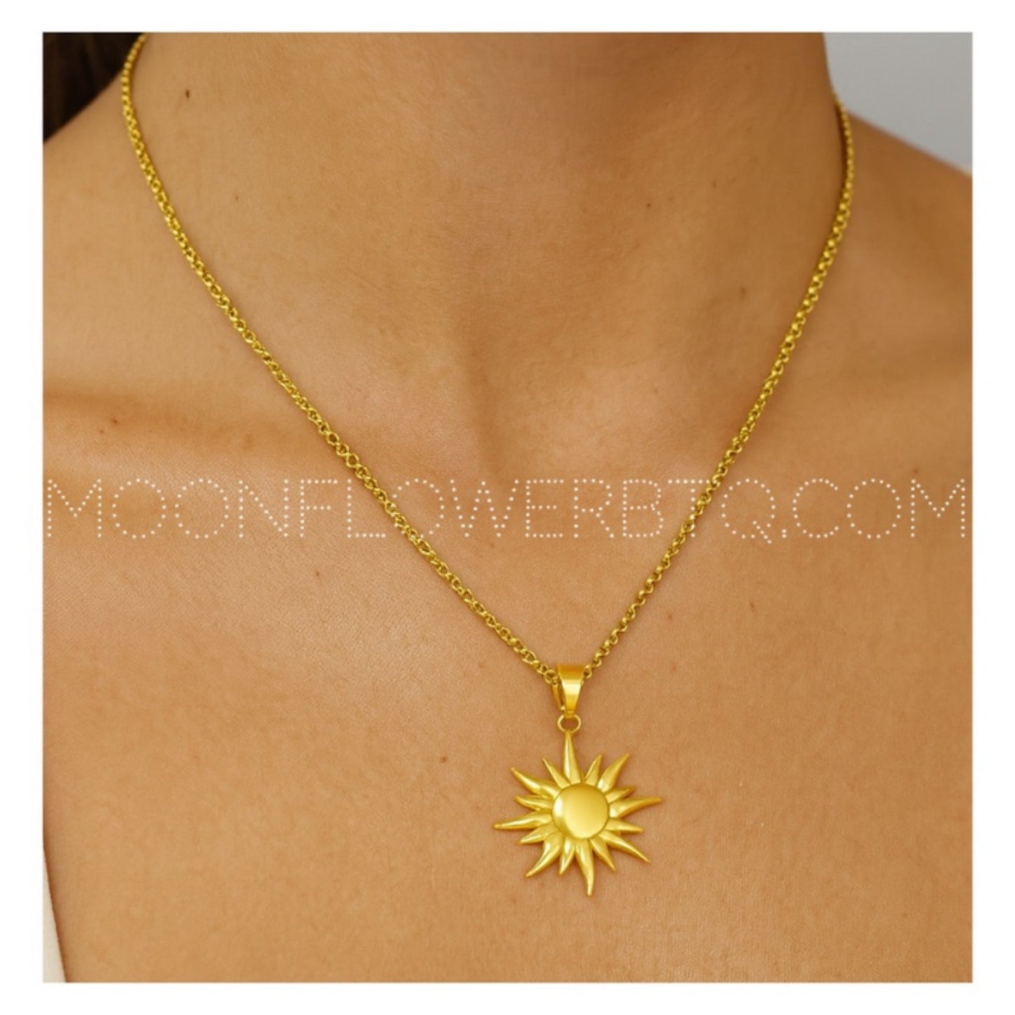 18k Gold Plated Sun Pendant Necklace | Radiant Celestial Jewelry
