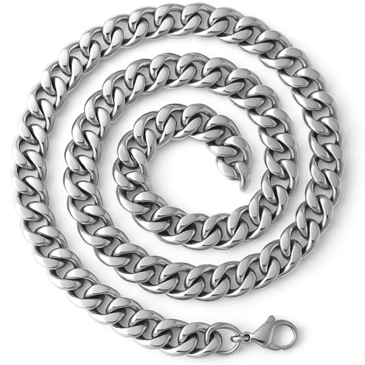 24” Stainless Steel Cuban Link Chain Necklace – 15mm Wide Heavy Duty Men’s Jewelry