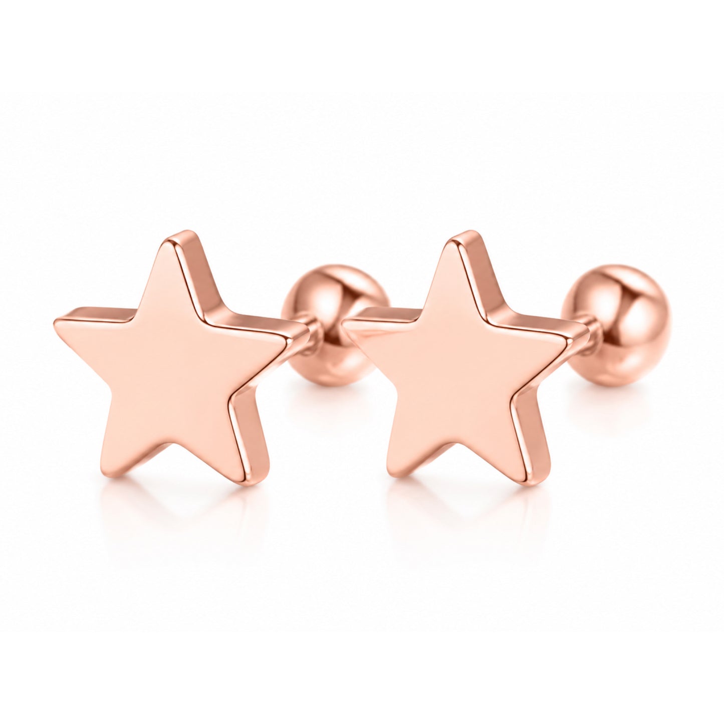 Rose Gold Star Cartilage Stud Earrings – 18G
