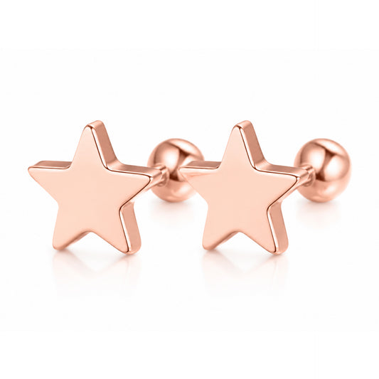 Rose Gold Star Cartilage Stud Earrings – 18G