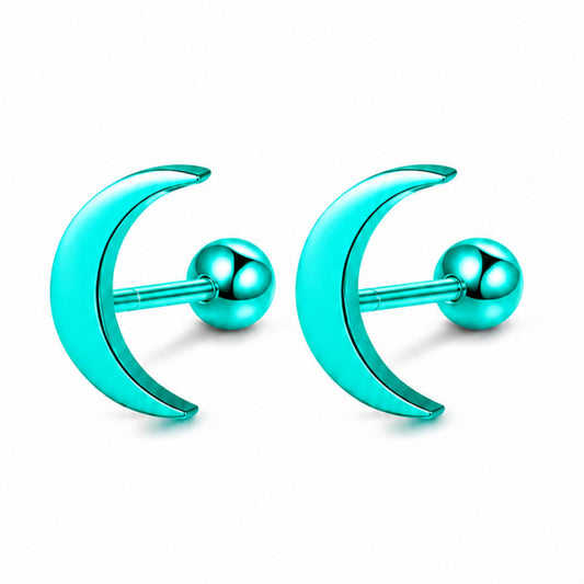 Turquoise Crescent Moon Cartilage Stud Earrings – 18G
