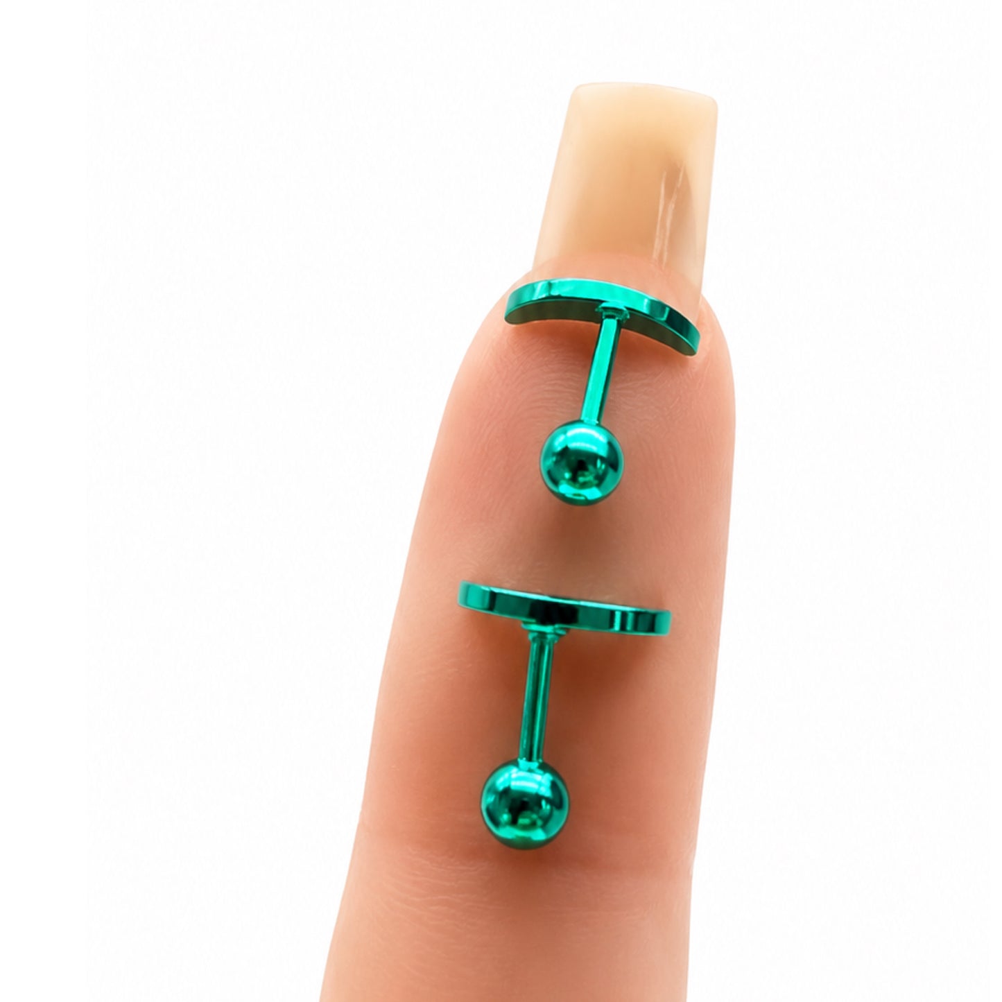 Turquoise Crescent Moon Cartilage Stud Earrings – 18G