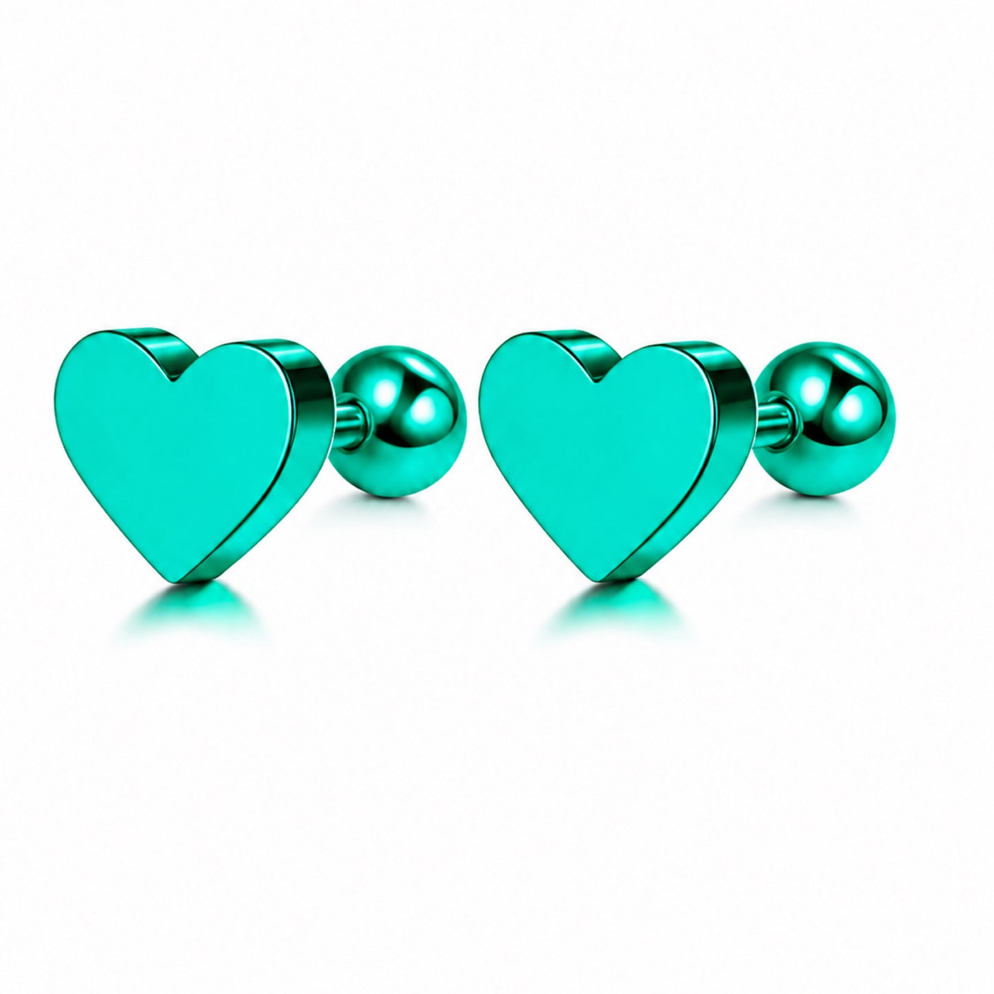 Turquoise Heart Cartilage Stud Earrings – 18G