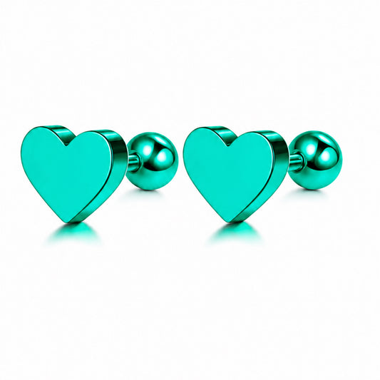 Turquoise Heart Cartilage Stud Earrings – 18G